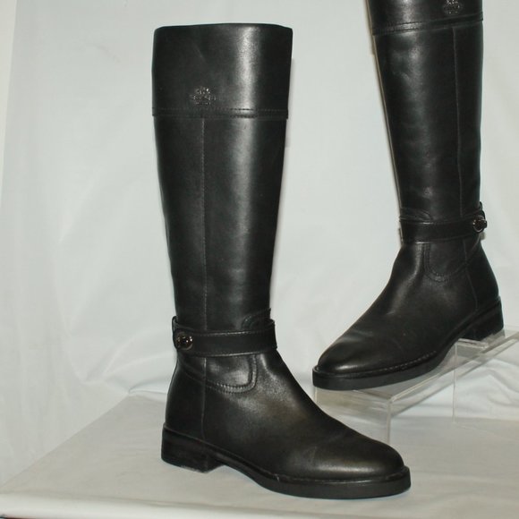 Coach Tall Leather Ava Turn Lock Harness Top Logo Ava Riding Boot - Picture 2 of 16